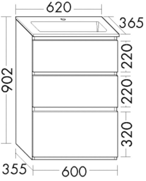 Burgbad Mineralguss Waschtisch-Set Lin20 Melamin Eiche Dekor Urban/Weiß Velvet, SGHQ062F5353C0037 SGHQ062F5353C0037 Image