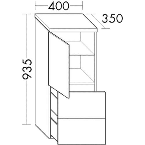 Burgbad Halbhochschrank Sinea Matt 935x400x350 Grau Matt, UHFI040LF1776 UHFI040LF1776