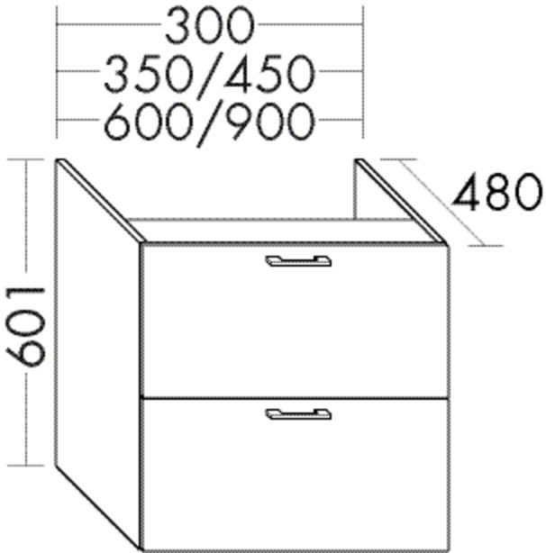 Burgbad Unterschrank Sys30 PG2 Echo 601x300x480 Weiß Hochglanz, WVAG030461 WVAG030461 Image