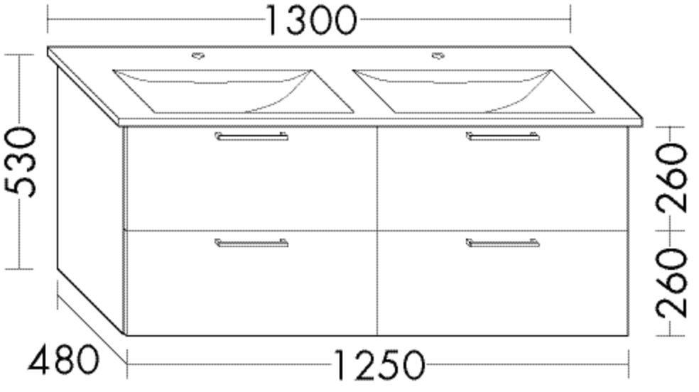 Burgbad Waschtischunterschrank Sys30 PG3 Diago 520x1250x480 Schilf Matt, WVBR125F3354 WVBR125F3354 Image