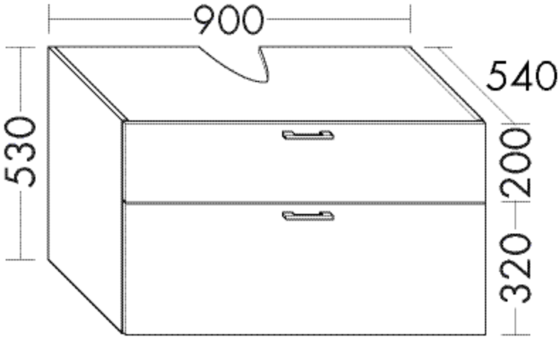Burgbad Waschtischunterschrank Sys30 PG4 Sana 520x900x540 Eiche Dark Chocolate, WVIR090F6026 WVIR090F6026 Image