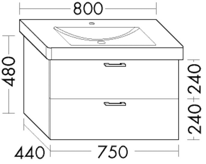 Burgbad Waschtischunterschrank Sys30 PG4 Sana 480x750x440 Schilf Hochglanz, WWMN075F3362 WWMN075F3362 Image