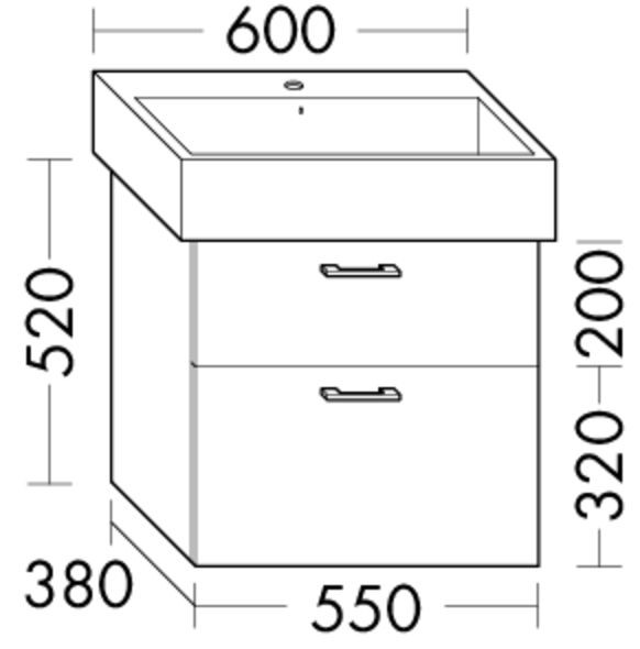 Burgbad Waschtischunterschrank Sys30 PG4 Sana 520x550x380 Anthrazit Hochglanz, WXQA055F3366 WXQA055F3366 Image