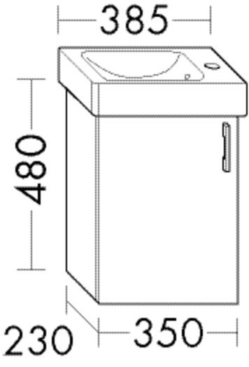 Burgbad Waschtischunterschrank zu Keramik-Waschtisch Sys30 PG4 Sana 480x350x230 Weiß Hochglanz, WXWS WXWS035LF3359 Image