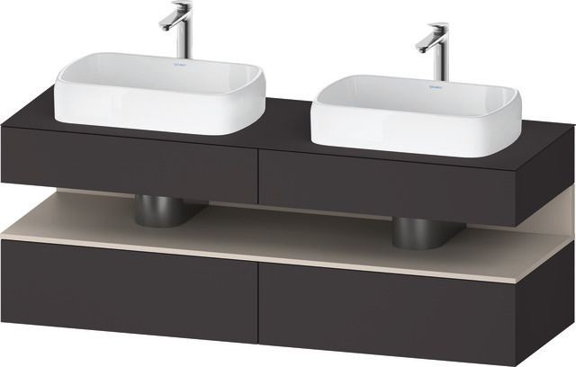 Duravit Qatego Konsolenwaschtischunterbau wandhängend Graphit Supermatt 1600x550x600 mm - QA47790918 QA4779091800000 Image