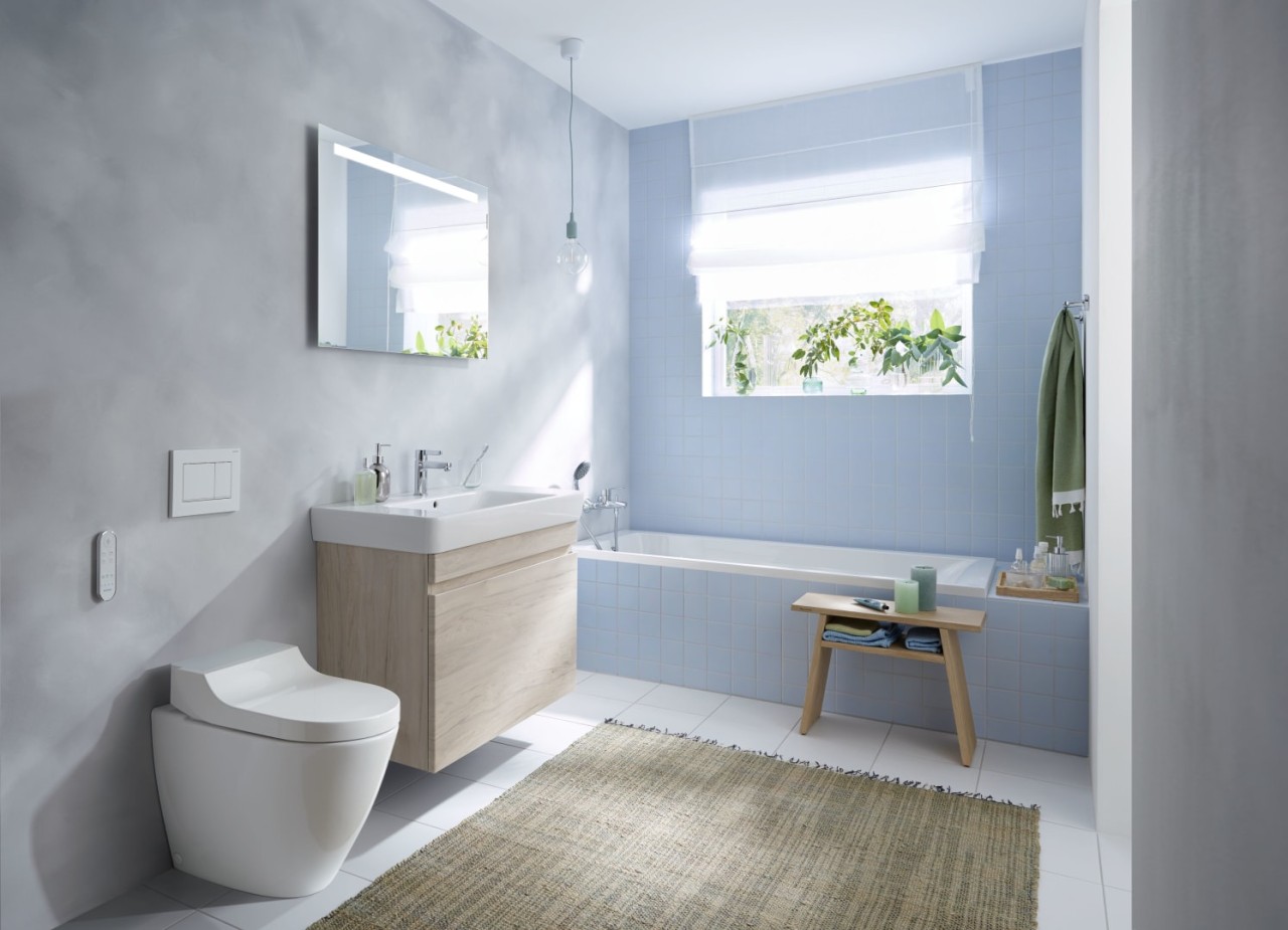 Geberit Geberit AquaClean Tuma Comfort WC-Komplettanlage Stand-WC Glas weiß, 146310SI1 146310SI1 Image