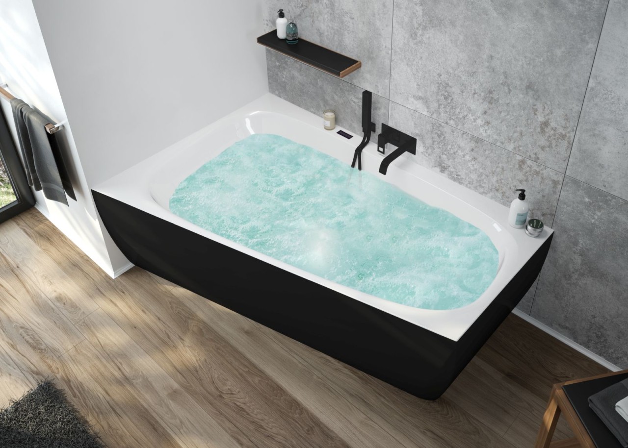 Hoesch Badewanne iSensi Trap 1800x1400 Monolith li. Überlaufschlitz, BiColor Weiß-Schwarz, 3879.111 3879.111 Image