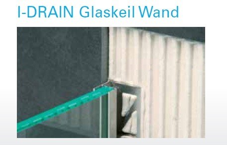 I-DRAIN Glaskeil Wand 2,10 m, Edelstahl, gebürstet,h1 25mm,h2 12mm ID210GW Image