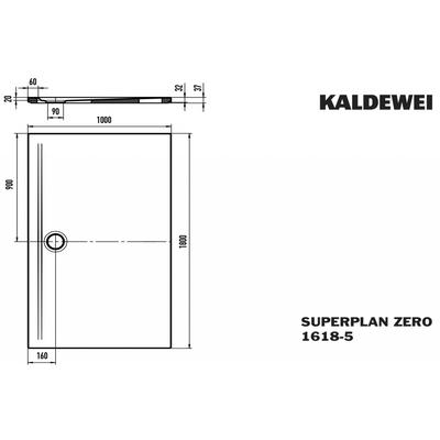 Kaldewei Duschwanne SUPERPLAN ZERO Mod.1618-5, 1000 x 1800, alpin. matt,PEFF,Wt extrafl. 364847983711 Image