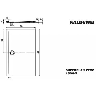 Kaldewei Duschwanne SUPERPLAN ZERO Mod.1596-5, 750 x 1600, alpin. matt,PEFF,Wt extrafl. 359647983711 Image