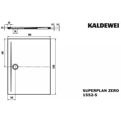 Kaldewei Duschwanne SUPERPLAN ZERO Mod.1552-5, 800 x 1200, sm100,Wt extrafl. 355247980676 Image