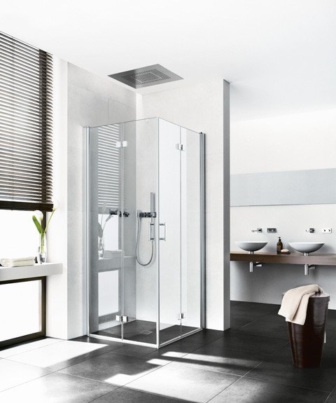 Kermi Eck-Halbteil links Diga 2CL 1400x1850, silber hochglanz, ESG klar mit KermiClean, DI2CL DI2CL14018VPK Image