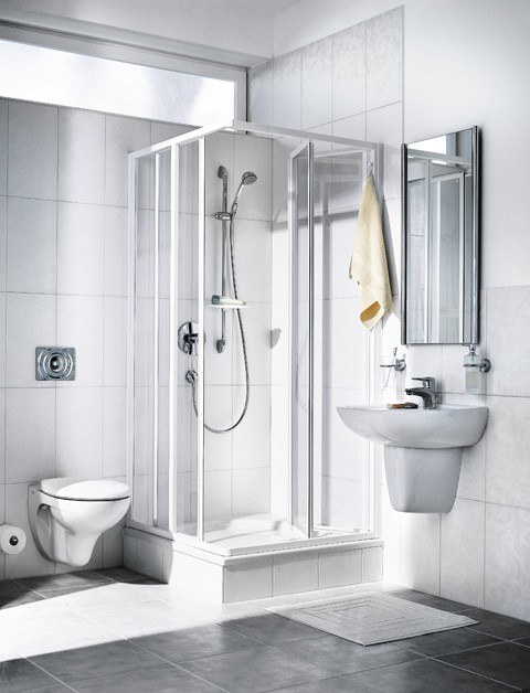 Kermi Eck-Halbteil Ibiza 2000 EF2 0900x2000, silber mattglanz, ESG Opaco mit KermiClean I2EF2090201YK Image