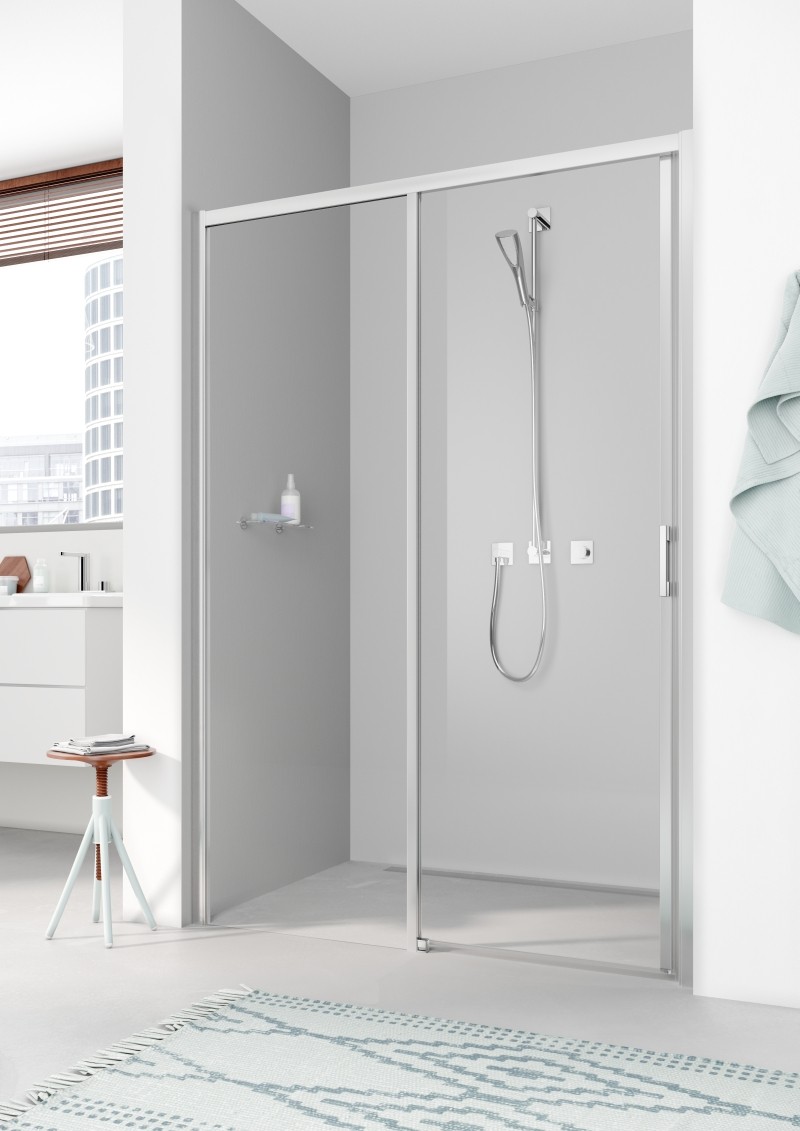 Kermi Gleittür Liga D2L 1530x1850 GAK: 1480-1530, silber mattglanz ESG klar LID2L153181AK Image