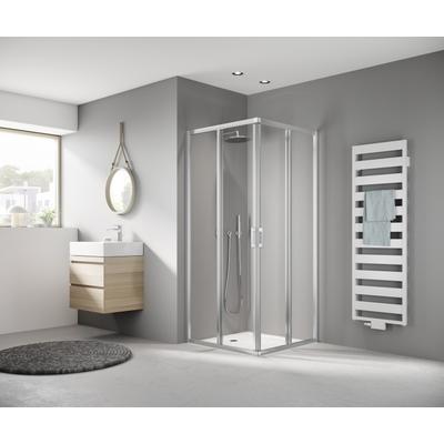 Kermi Eck-Halbt. re Liga E2R 0800x1850 BV: 775-800, silber mattglanz ESG klar mit KermiClean LIE2R080181PK Image