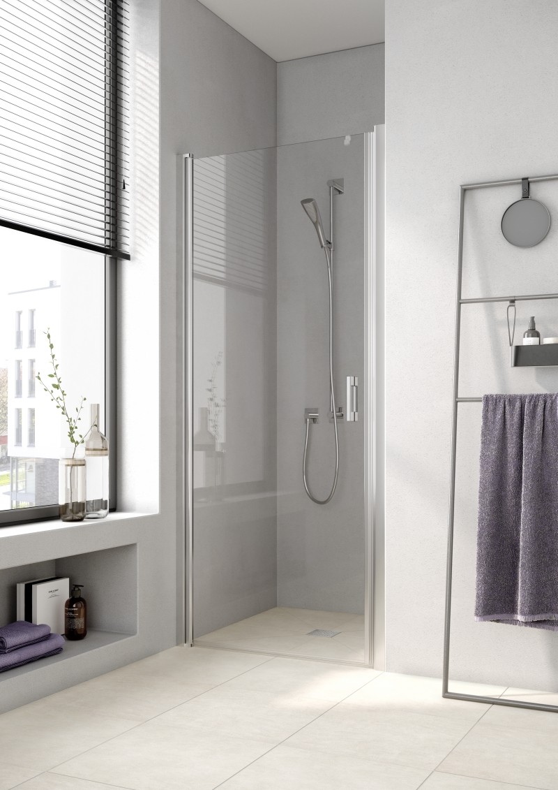 Kermi Pendeltür Liga 1WL 0800x1850, silber hochglanz, ESG klar mit KermiClean, LI1WL08018VPK LI1WL08018VPK Image