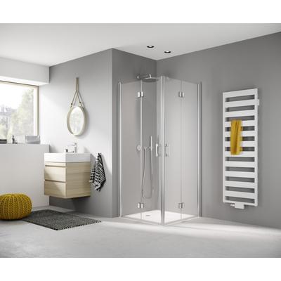 Kermi Eck-Halbt. li Liga 2CL 1130x2000 GAK: 1085-1110, silber hochglanz ESG klar LI2CL11320VAK Image