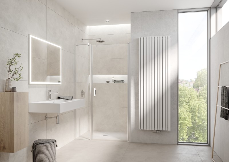 Kermi Pendeltür LIGA 1OR 1000x2000, silber mattglanz ESG klar LI1OR100201AK Image