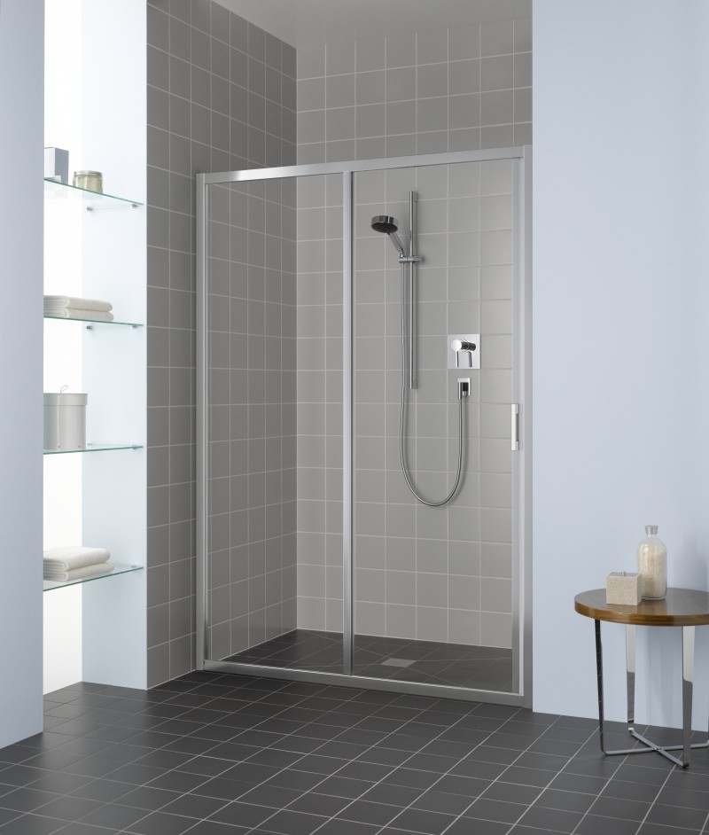 Kermi Gleittür Liga G2L 1600x1850 BV: 1560-1610, silber mattglanz ESG klar LIG2L160181AK Image