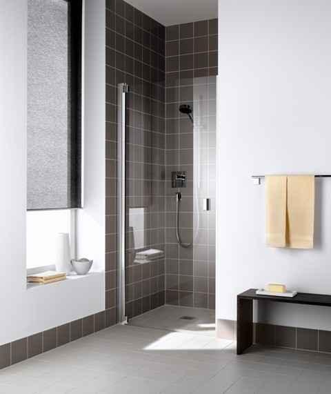 Kermi Pendeltür Raya 1TL 0800x1850, silber hochglanz, ESG klar mit KermiClean, RA1TL08018VPK RA1TL08018VPK Image