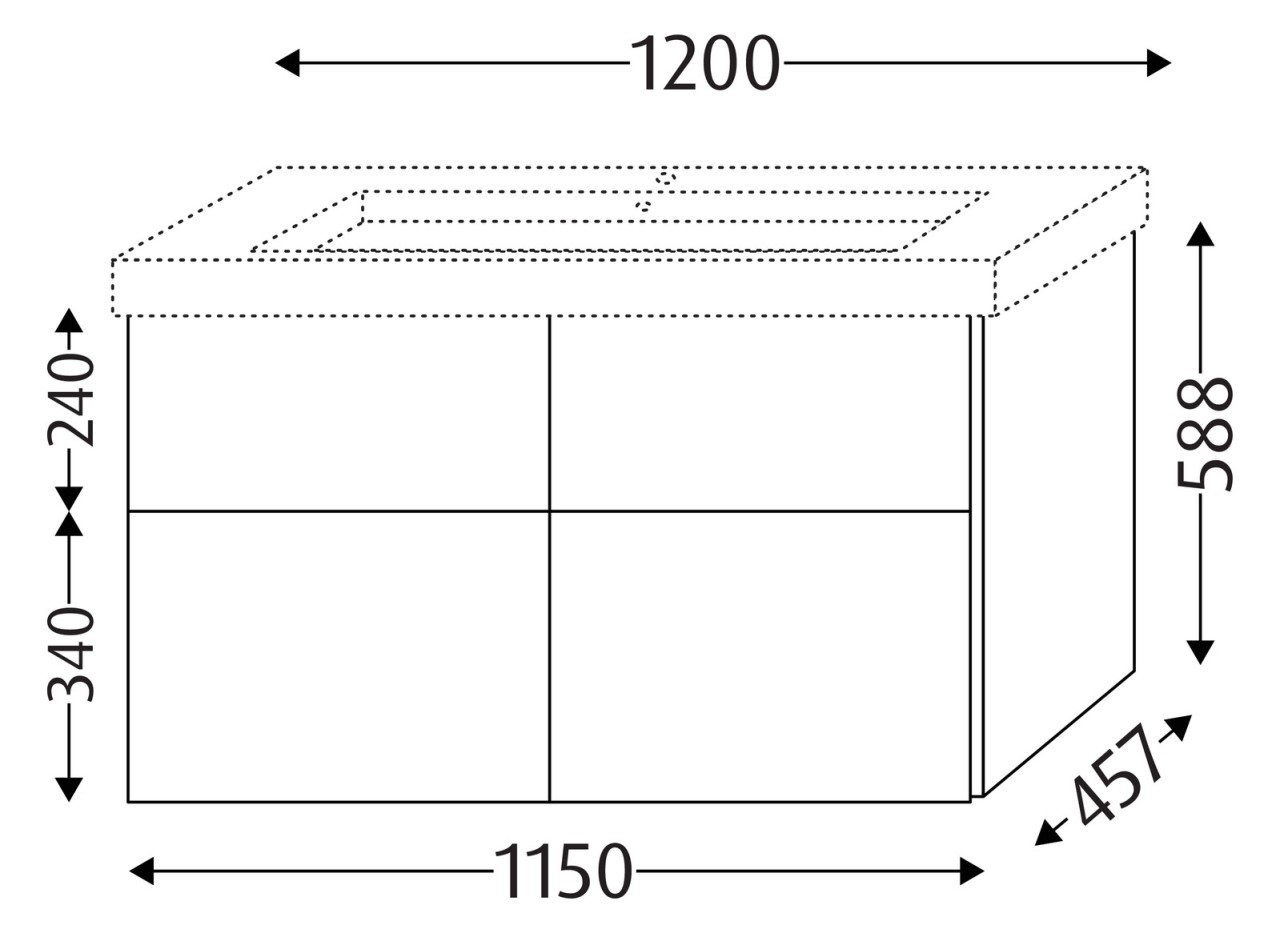 Sanipa Waschtischunterbau mit Auszügen 3way (BP525) 588x1150x457 Kaschmir-Matt, BP5251U BP5251U Image