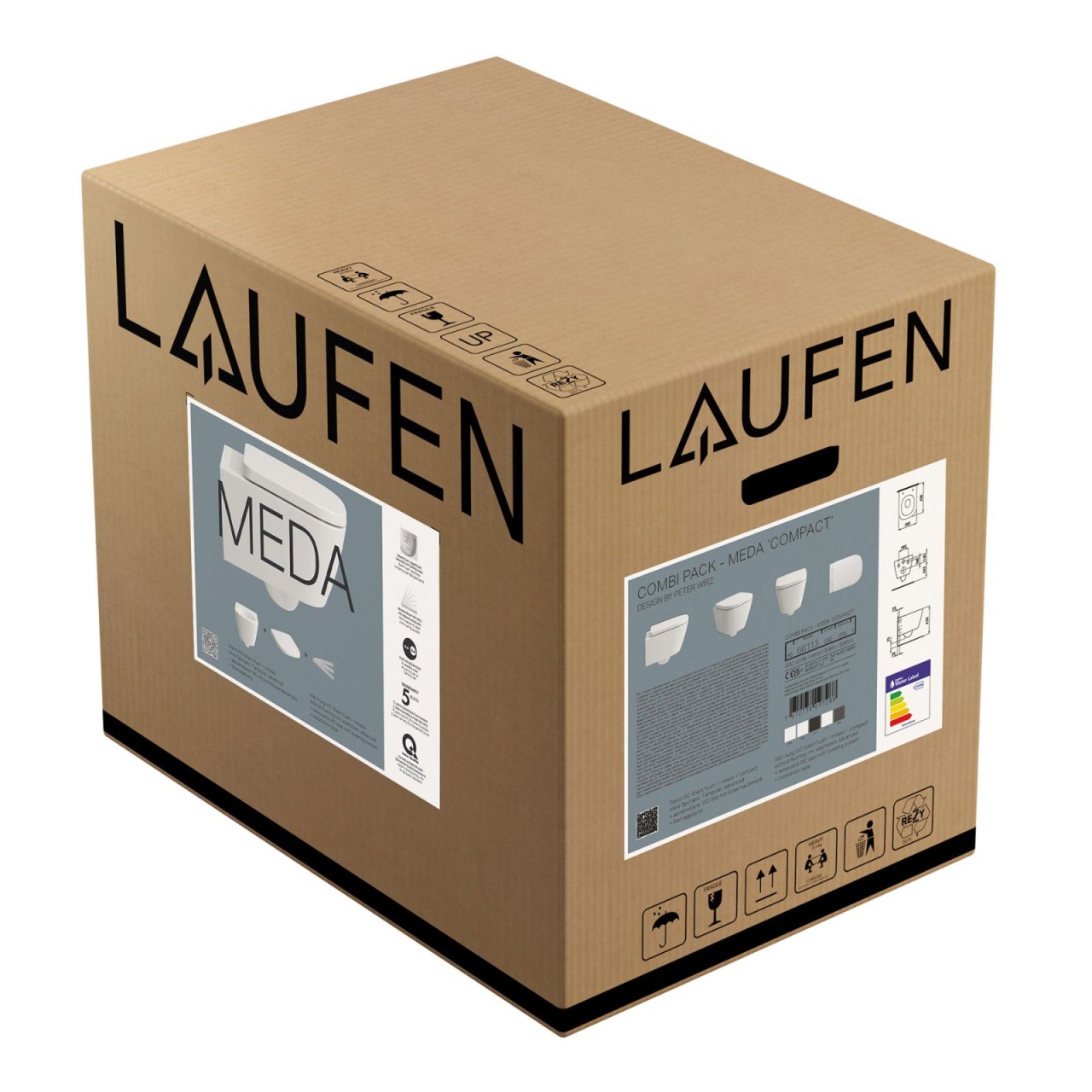 LAUFEN Set Wandtiefspül-WC + Sitz MEDA 490x360mm, Silent Flush, Graphit matt H8661137580001 Image