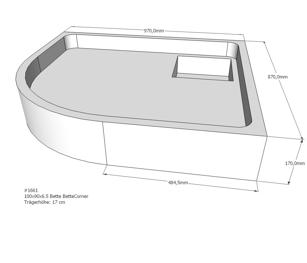 Neuesbad Wannenträger für Bette Corner 100x90x6,5 Viertelkreis SD22744 Image