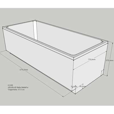 Neuesbad Wannenträger für Bette Pur 180x80 SW13597 Image