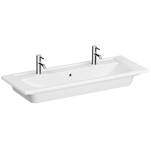 Vitra Integra Doppelmöbelwaschtisch 120 cm 2 Hahnlöcher Weiß, 7058B003-1474 7058B003-1474