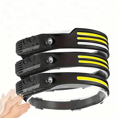 COB LED Headlamp USB Rechargeable Headlight Bar Head Band Torch Work Light Battery Built-in Shell 1/2/3 Headbands for Outdoor Activities - Running Fishing Camping Hiking Emergency Work Light