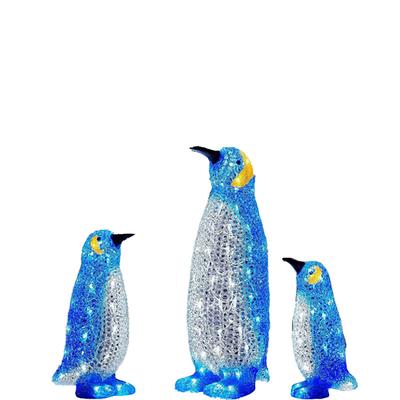 3pcs Christmas Luminious Penguin Garden Patio Xmas Decoration 11 Light-Up Christmas Penguin Decorations Christmas Outdoor Decorations for Porch Lawn Yard