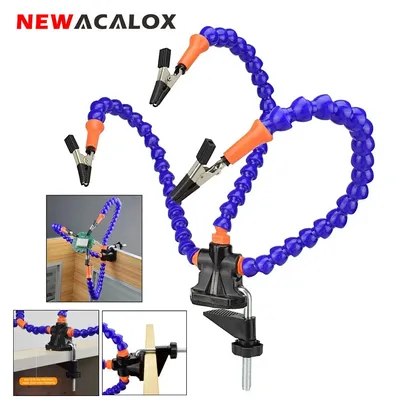 NEWACALOX Helping Hands Soldering, Third Hand PCB Circuit Board Holder Flexible Arms with Desk Clamp Base for Electronic Boards
