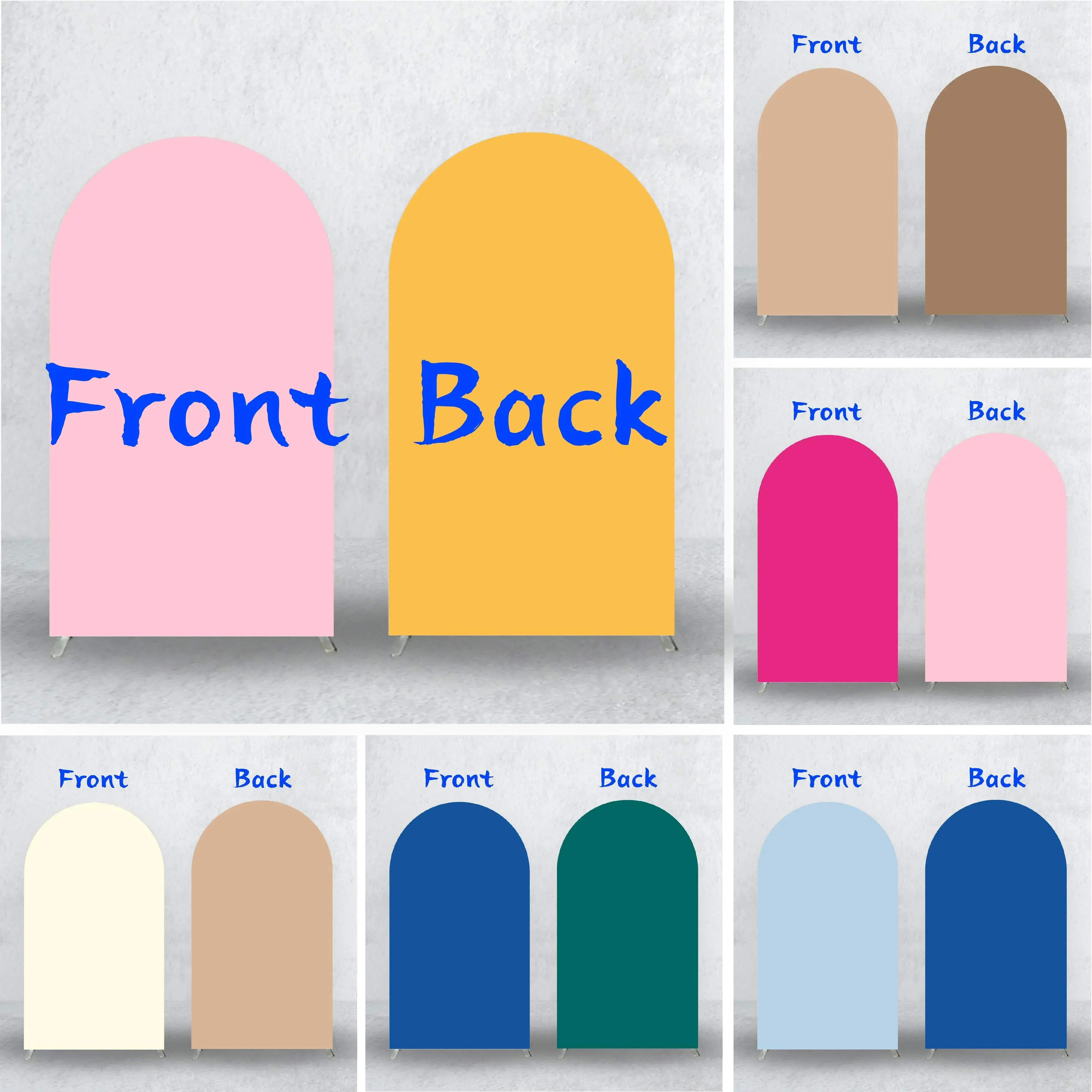 Double Sided Arch Background Cover Different Colors for Wedding Decor Baby Birthday Photo Custom Backdrop Props Elastic Fabric