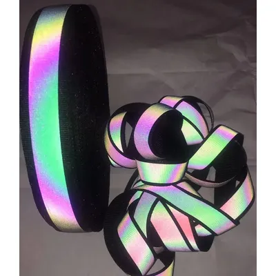 Polyester Rainbow Reflective Ribbon Sew On Clothing