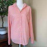 J. Crew Tops | J. Crew By J. Crew Coral & White Plaid Button Down Shirt Top Small | Color: White | Size: S