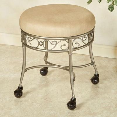 Madden Cushioned Vanity Stool Gilded Silver , Gilded Silver