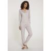 Pyjama S.OLIVER, Damen, Gr. 48/50, rosa (rosa gestreift), Single Jersey, Obermaterial: 50% Baumwolle, 50% Viskose, gestreift, Basic, bequem lang, V-Ausschnitt, Langarm eingesetzt abgesteppt, Homewear-Sets, im klassischen Stil