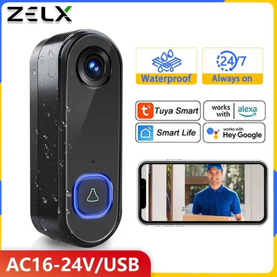 Video Türklingel WiFi TUYA Wireless Outdoor 1080P Telefon Türklingel Kamera AC USB Power Security Video Intercom IR Nachtsicht Wasserdicht IP65 Alexa Google Home