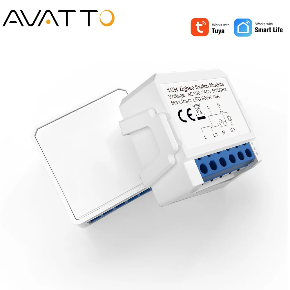 AVATTO ZigBee Tuya 1/2/3/4 Gang Mini Smart Switch DIY Licht Schalter Modul Zwei-Wege Steuerung Funktioniert mit Alexa Alice Google Hause Image