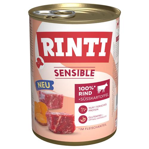 6x400g RINTI Sensible Rind & Süsskartoffel Hundefutter nass