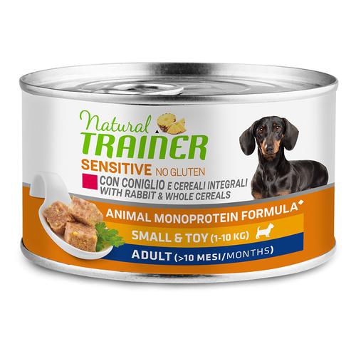 Sparpaket: 24x150g Natural Trainer Sensitive No Gluten Small & Toy Adult Kaninchen Hundefutter nass