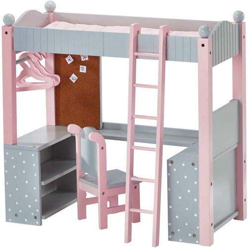 Puppen-Etagenbett Schreibtisch Puppenzubehör Spielzeug Olivias World TD-0204AG - Rosa/Grau