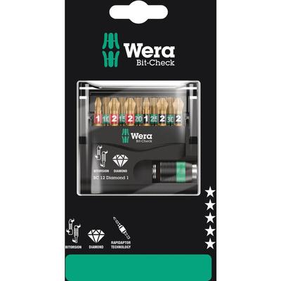 Bit-Check 12 Diamond 1 sb 05136392001 Bit-Set 1/4' (6.3 mm) inkl. Bithalter - Wera