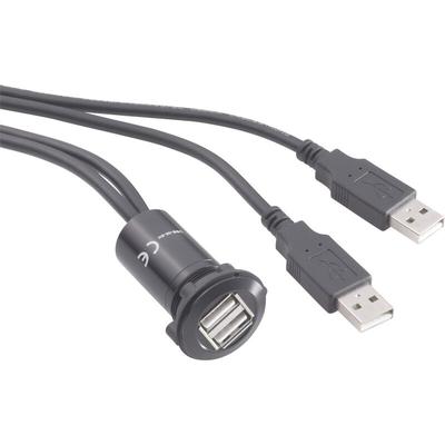 Tru Components - USB-06-BK USB-Doppeleinbaubuchse 2.0 Buchse, Einbau, Adapter 2 x USB-Buchse Typ a Image