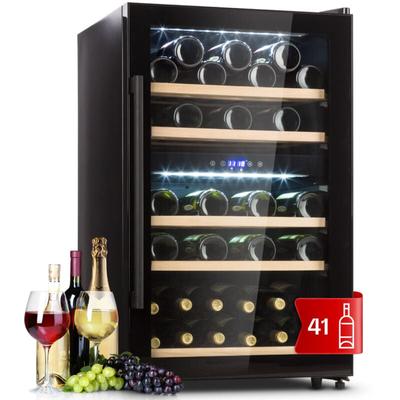 Weinkühlschrank, Getränkekühlschrank Schmal, 2 Zonen Kühlschrank mit Glastür, Getränkekühlschränke Image