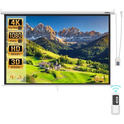 Todeco - Motor Beamer Leinwand Elektrisch, Hängeleinwand 84 Zoll 128 x 170 cm, Format 4:3, Heimkino Image