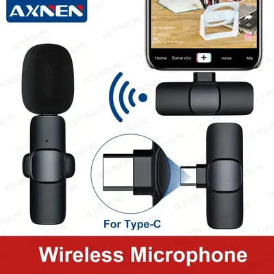 Type C Wireless Lavalier Microphone, Portable Audio Video Recording Mini Mic for Android Typec Live