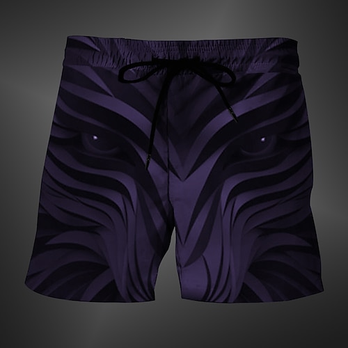 Herren Tiermotiv Optische Täuschung 3D-Druck Badehosen Badeshorts Boardshorts Mittlere Taille Mode Streetwear Designer Lässig Täglich Ferien Tasche Kordelzug Elastischer Bund Designer Bekleidung Image