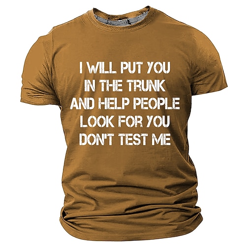 Herren Lustiges Kurzarm Grafik T-Shirt Ich werde dich im Kofferraum verstauen teste mich nicht Humorvolles T-Shirt Image