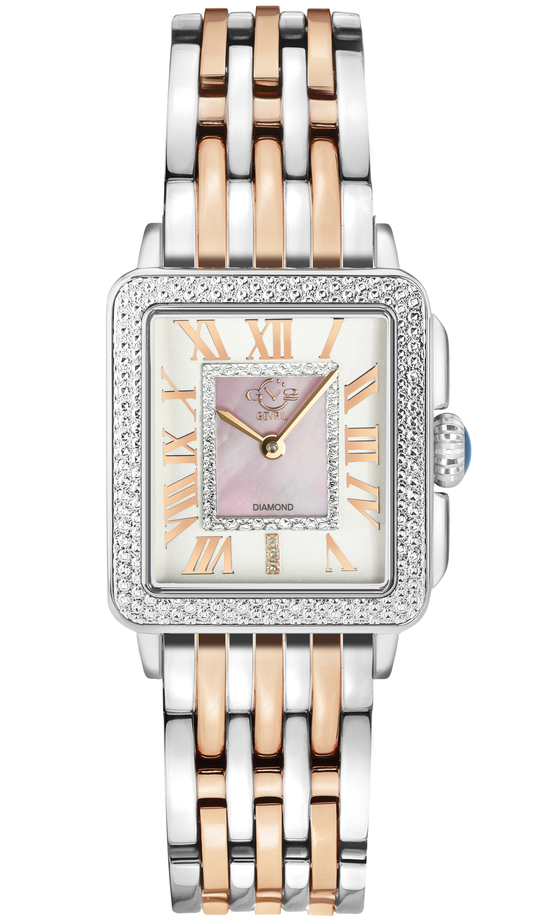 GV2 Padova Damen 12302B Schweizer Quarz Silber Zifferblatt zwei Tone Edelstahl Diamant Uhr Image